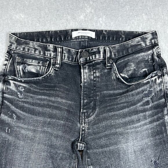 Moussy Vintage Jeans Size 27 Black Howa Skinny Distressed Pockets Japan - Picture 3 of 14